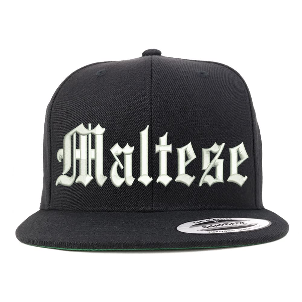 Trendy Apparel Shop Old English Maltese Embroidered Flatbill Snapback