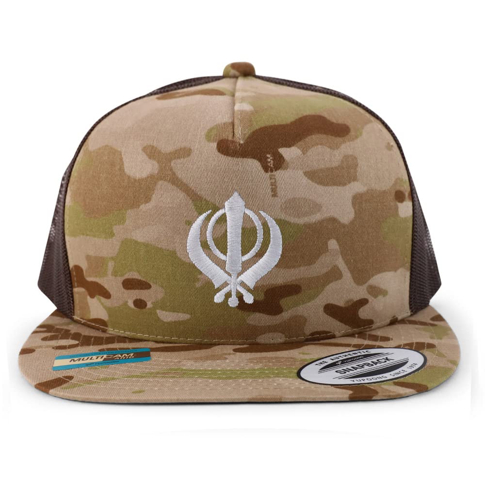 Trendy Apparel Shop Sikhism Embroidered 5 Panel Flatbill Trucker Cap