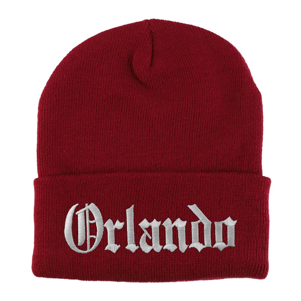 Trendy Apparel Shop Orlando Old English Embroidered Long Cuff Beanie