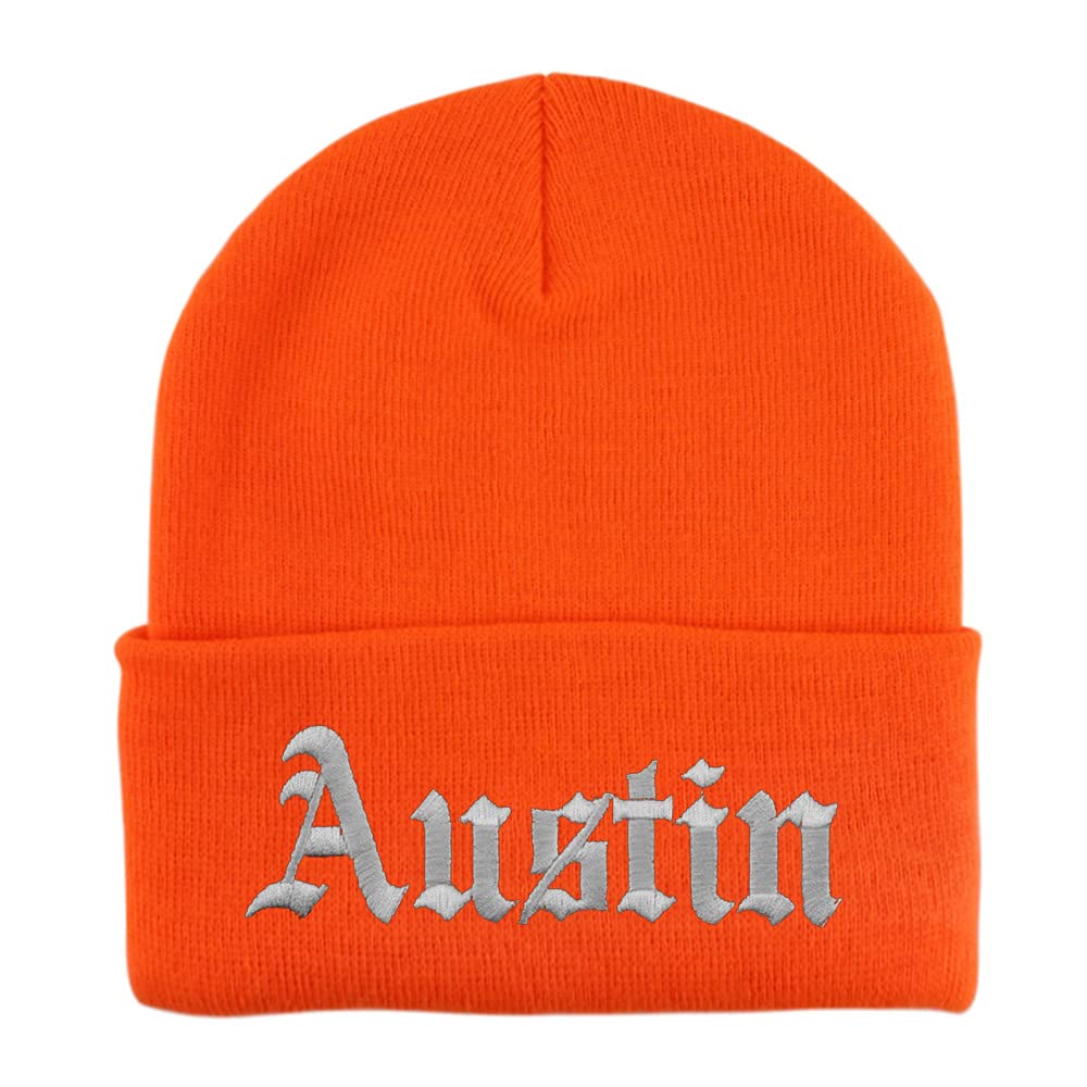 Trendy Apparel Shop Austin Old English Embroidered Long Cuff Beanie