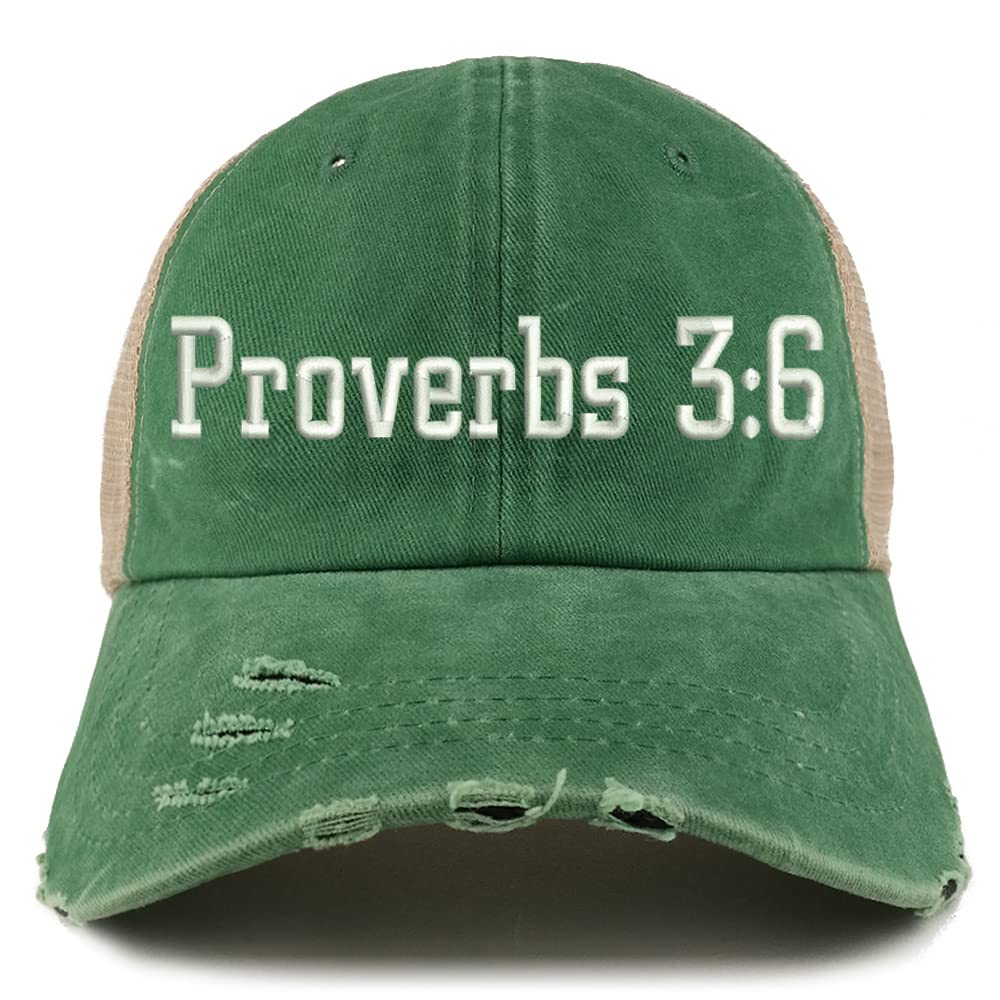 Trendy Apparel Shop Proverbs 3:6 Frayed Bill Trucker Mesh Back Cap