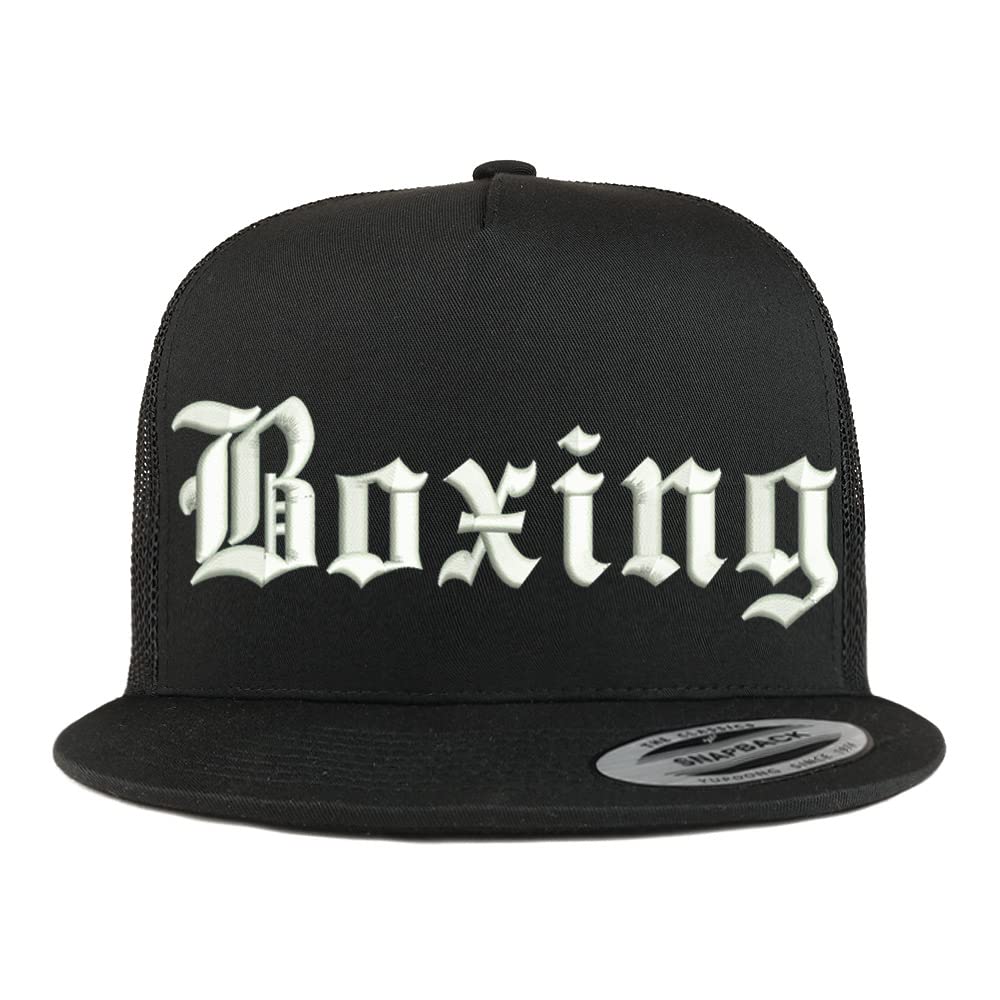 Trendy Apparel Shop Old English Boxing 5 Panel Flatbill Trucker Cap