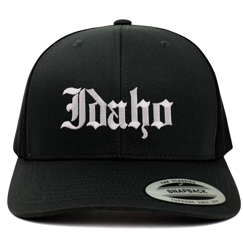 Trendy Apparel Shop Idaho State Old English 6 Panel Trucker Mesh Cap