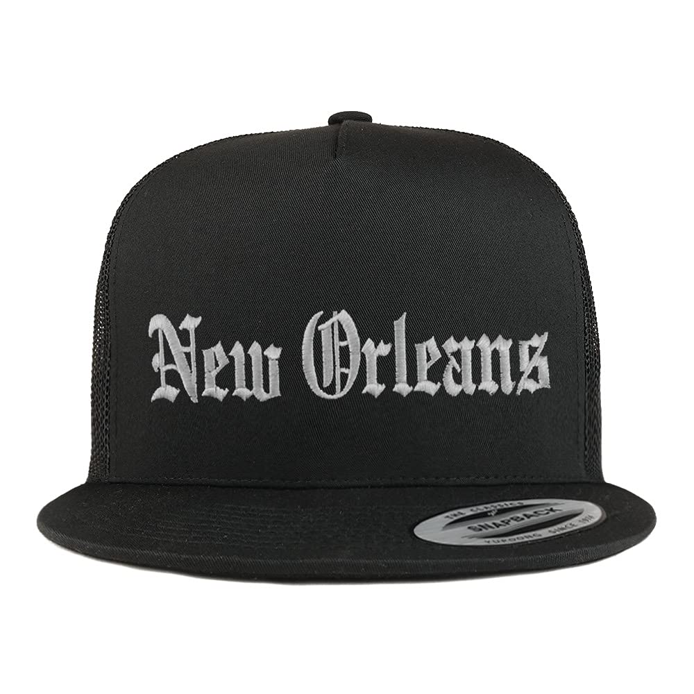 Trendy Apparel Shop New Orleans Old English 5 Panel Flatbill Trucker Cap