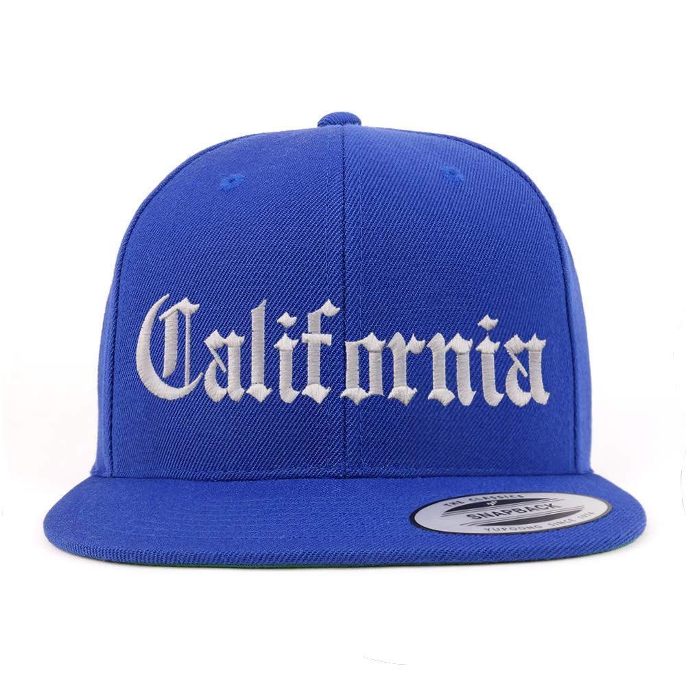 Trendy Apparel Shop California State Old English Embroidered Flatbill Snapback