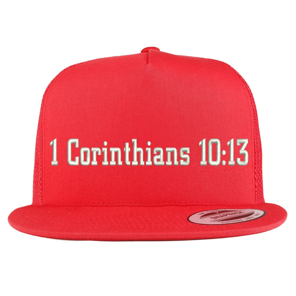 Trendy Apparel Shop 1 Corinthians 10:13 5 Panel Flatbill Trucker Cap