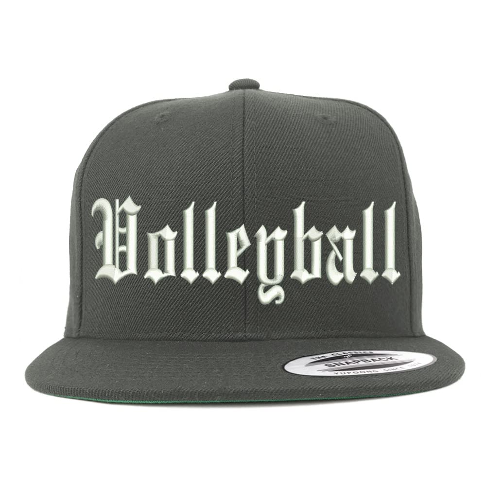 Trendy Apparel Shop Old English Volleyball Embroidered Flatbill Snapback
