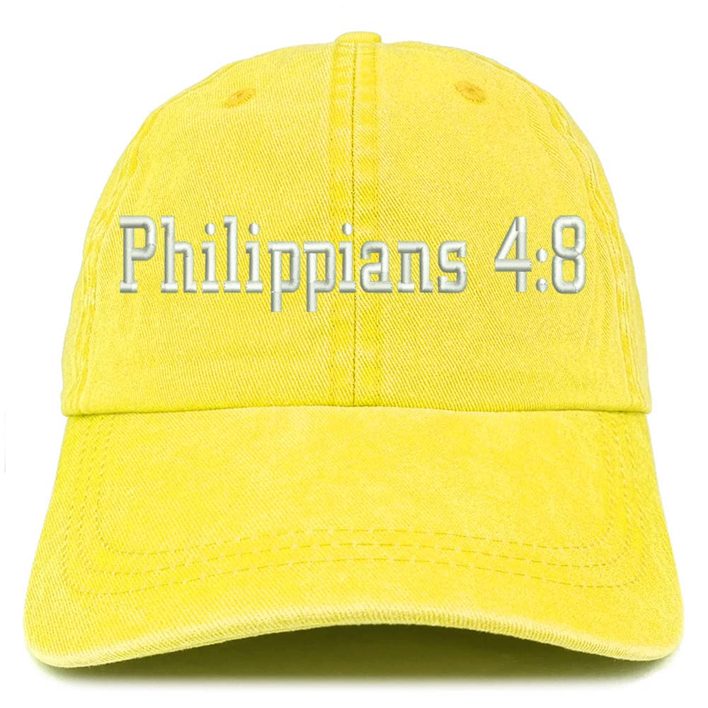 Trendy Apparel Shop Philippians 4:8 Washed Pigment Dyed Baseball Cap