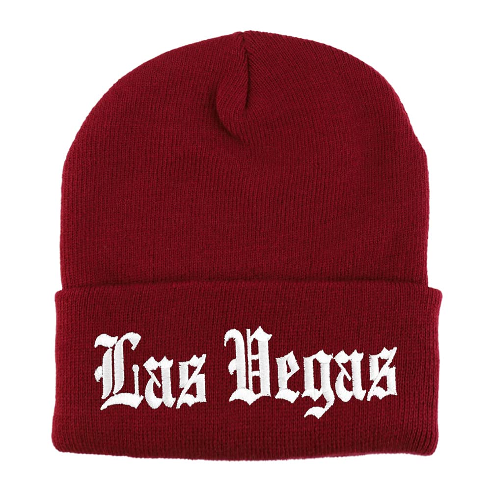 Trendy Apparel Shop Las Vegas Old English Embroidered Long Cuff Beanie