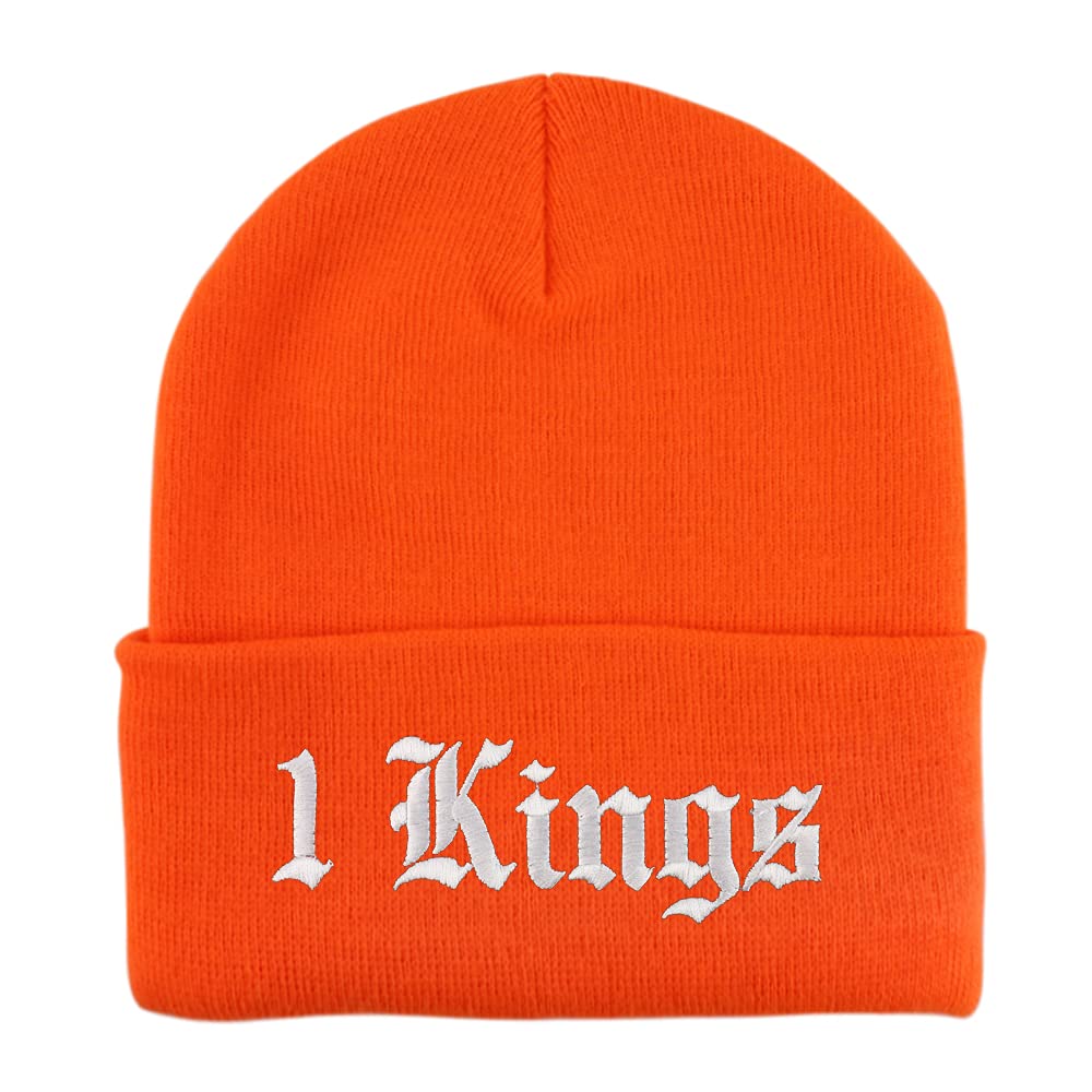 Trendy Apparel Shop 1 Kings Old English Embroidered Long Cuff Beanie
