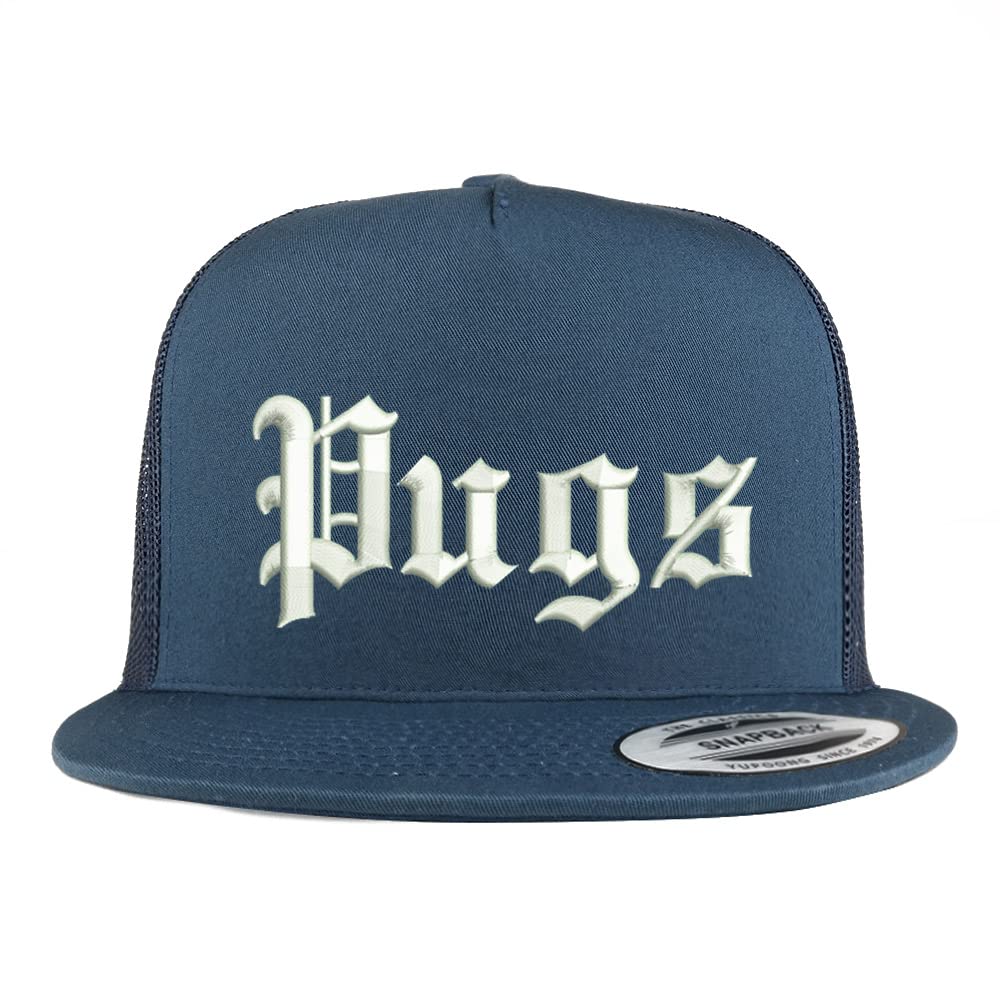 Trendy Apparel Shop Old English Pugs 5 Panel Flatbill Trucker Cap