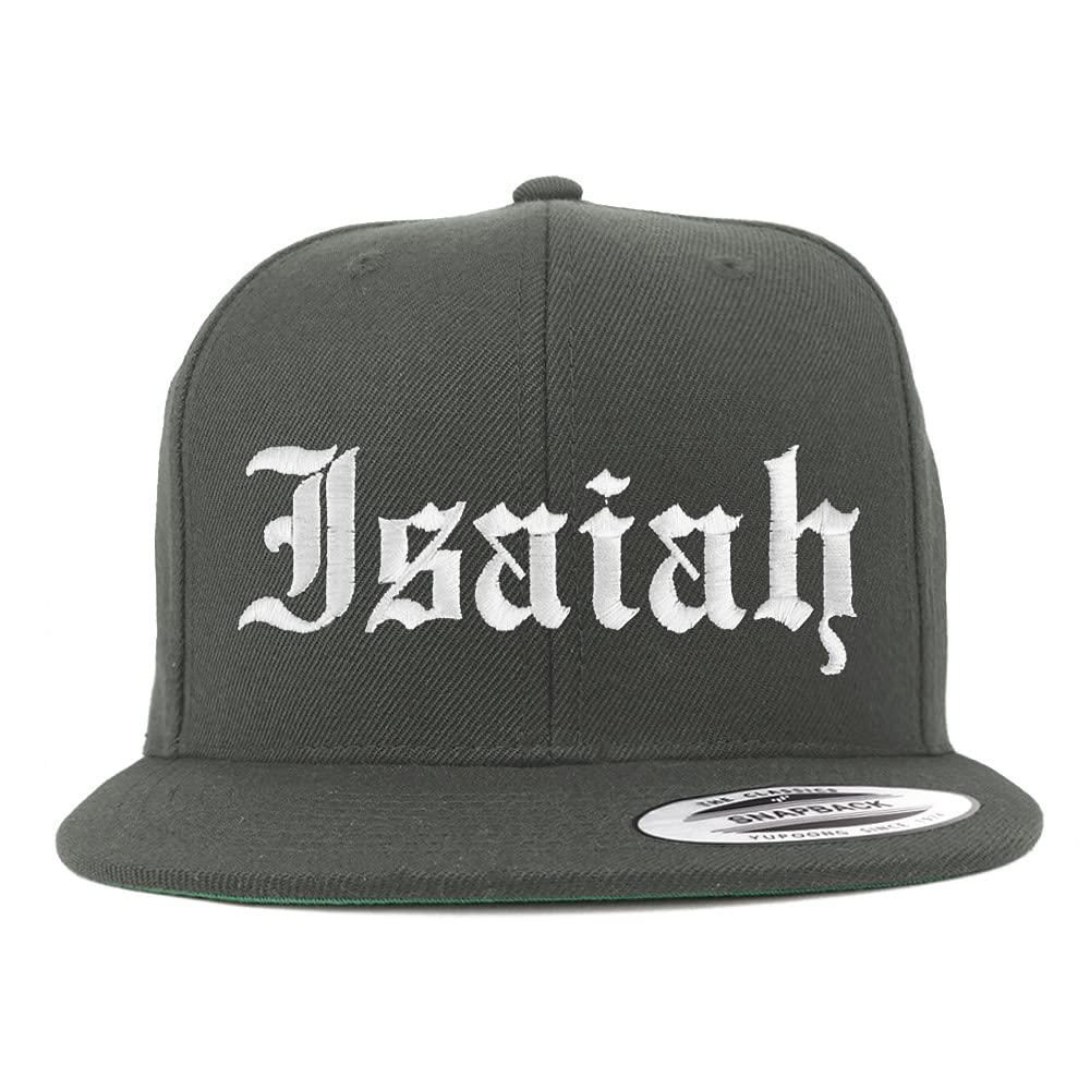 Trendy Apparel Shop Isaiah Old English Embroidered Flatbill Snapback