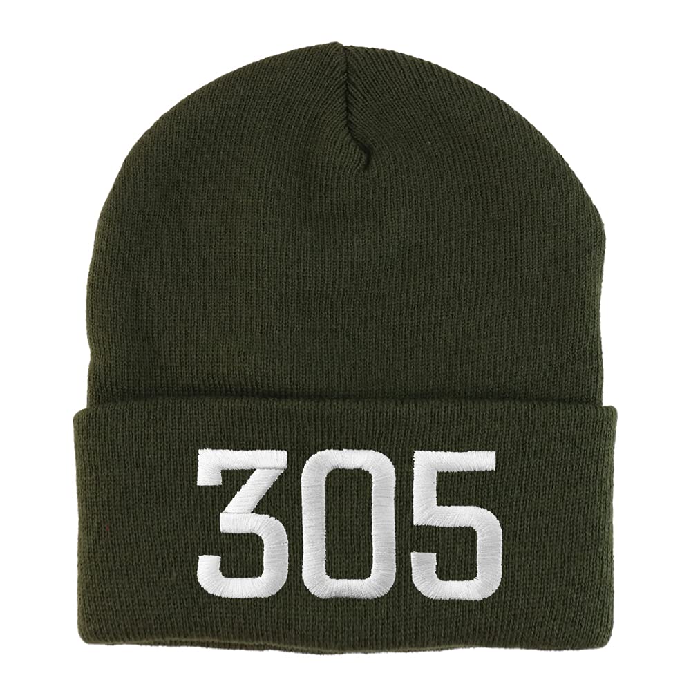 Trendy Apparel Shop Miami 305 Old English Embroidered Long Cuff Beanie