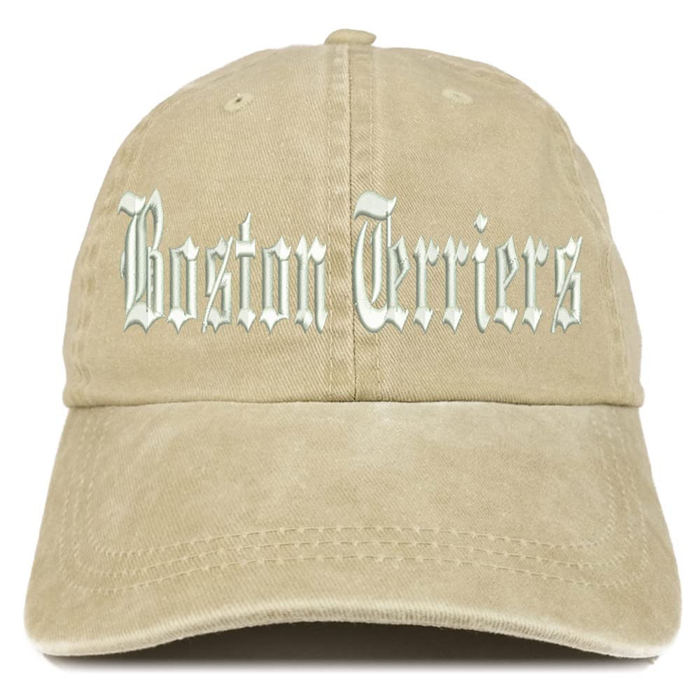 Trendy Apparel Shop Old English Boston Terriers Washed Pigment Dyed Baseball Cap