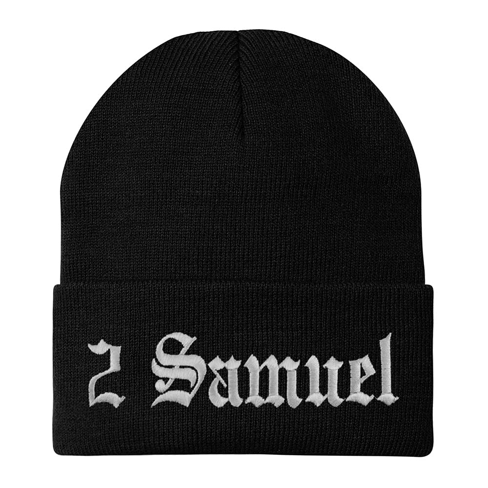 Trendy Apparel Shop 2 Samuel Old English Embroidered Long Cuff Beanie