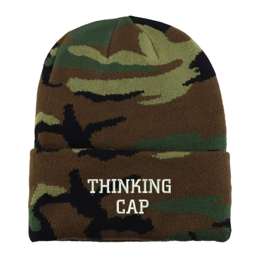 Trendy Apparel Shop Thinking Cap Embroidered Made in USA Camo Beanie