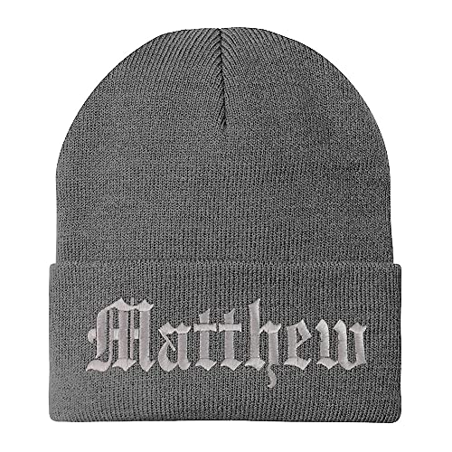 Trendy Apparel Shop Matthew Old English Embroidered Long Cuff Beanie