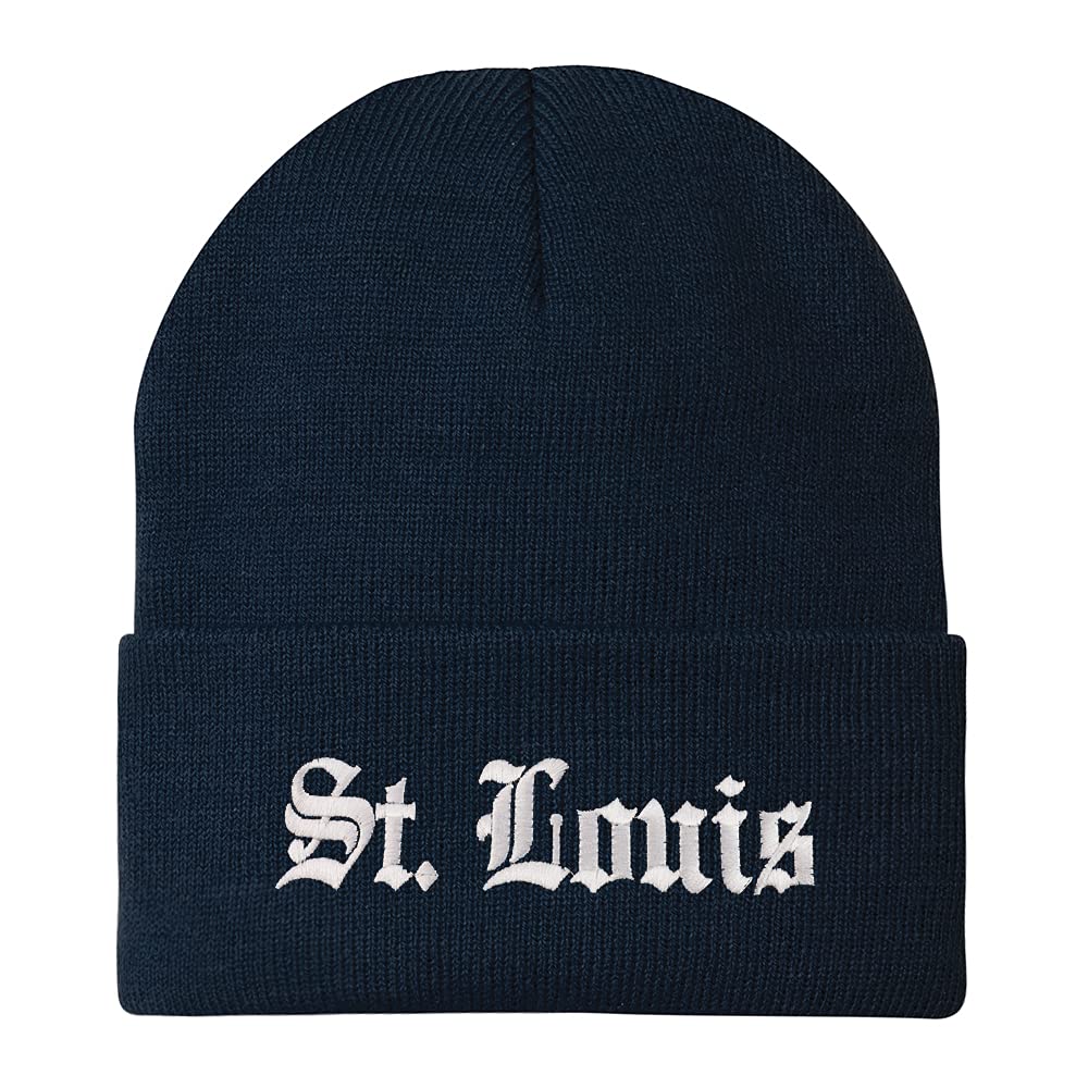 Trendy Apparel Shop St Louis Old English Embroidered Long Cuff Winter Beanie