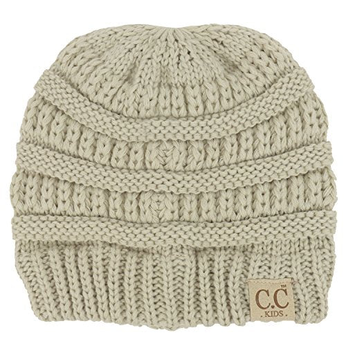 Trendy Apparel Shop Kid's Crochet Knit Winter Short Beanie Hat