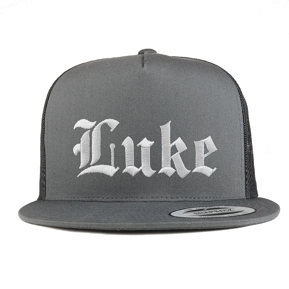 Trendy Apparel Shop Luke Old English 5 Panel Flatbill Trucker Cap