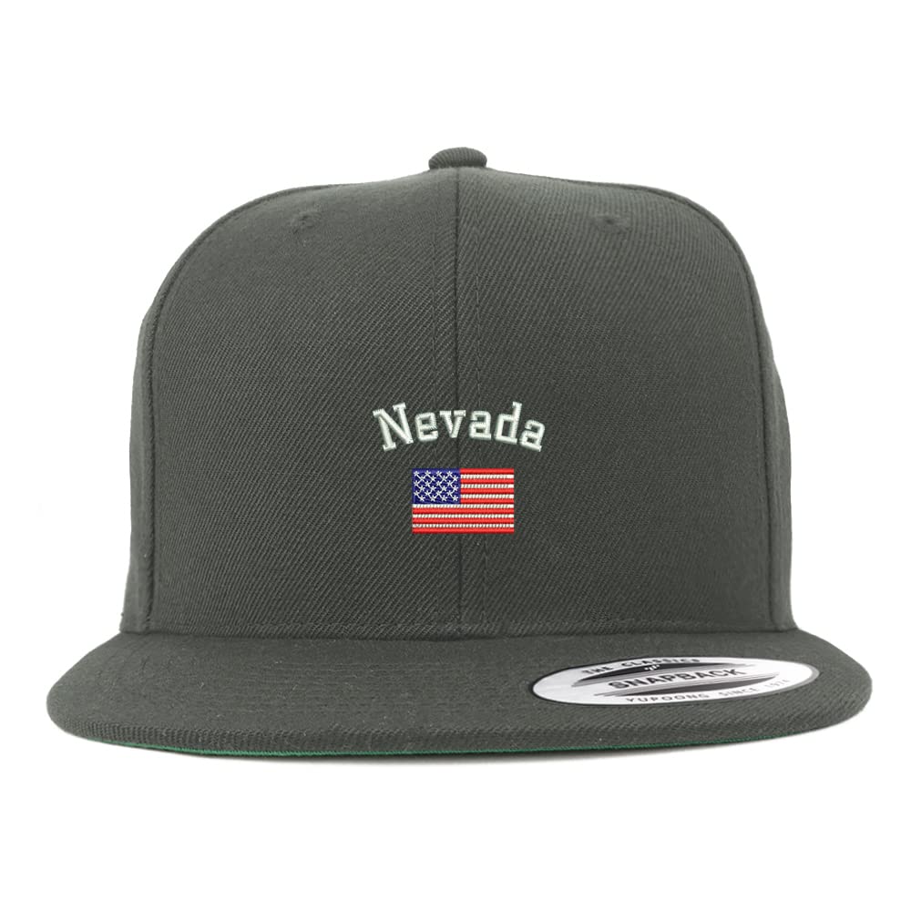 Trendy Apparel Shop Nevada USA Flag Embroidered Flatbill Snapback