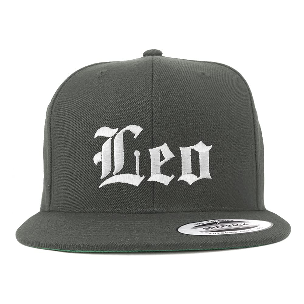 Trendy Apparel Shop Leo Old English Embroidered Flatbill Snapback