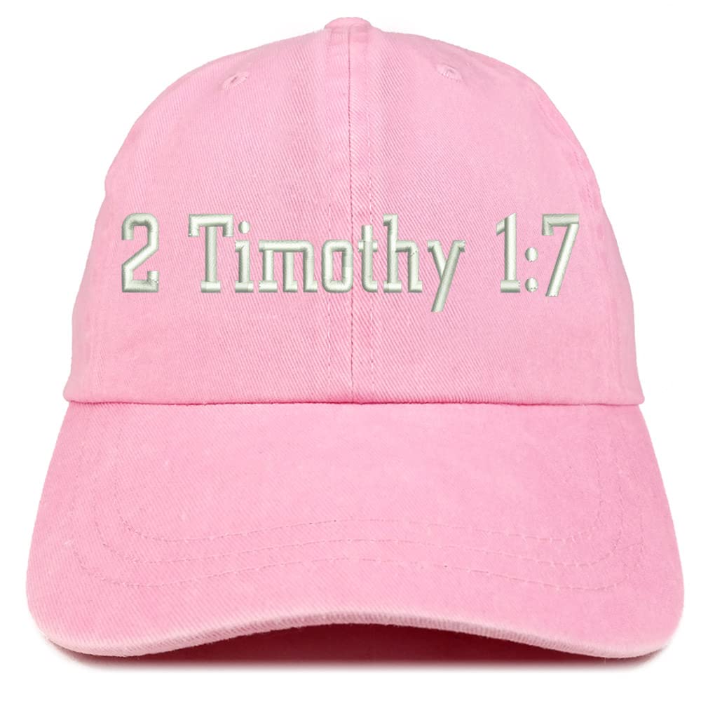 Trendy Apparel Shop 2 Timothy 1: 7 Washed Pigment Dyed Baseball Cap