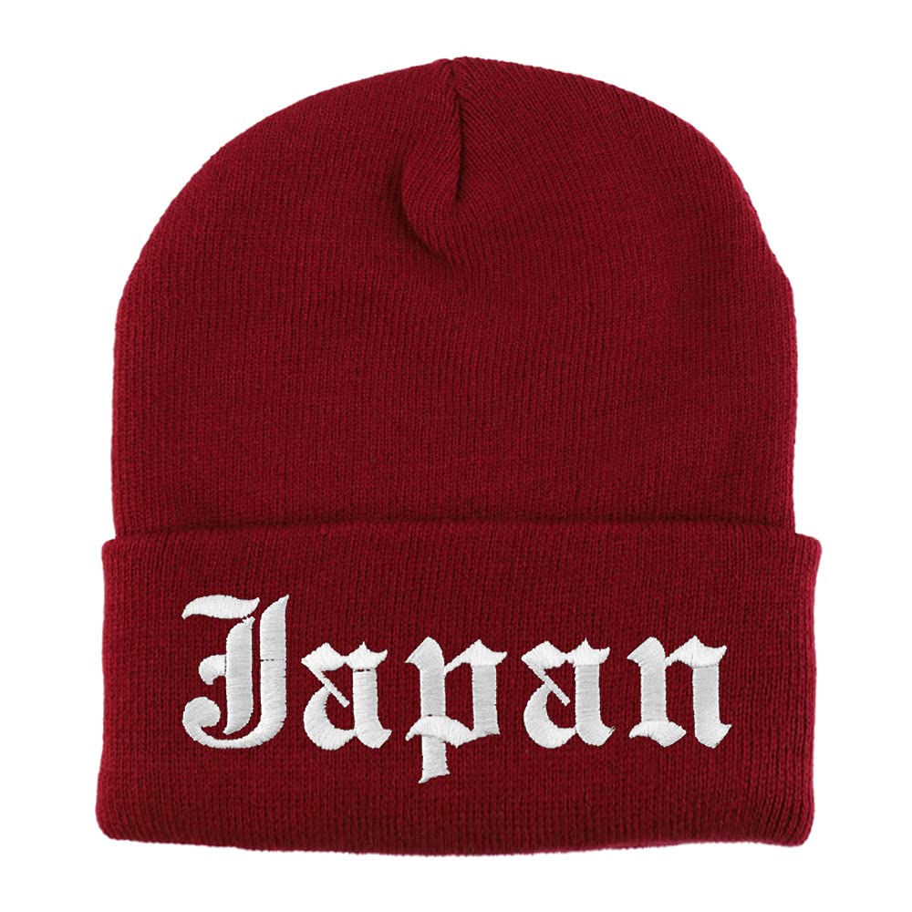 Trendy Apparel Shop Japan Old English Embroidered Long Cuff Beanie