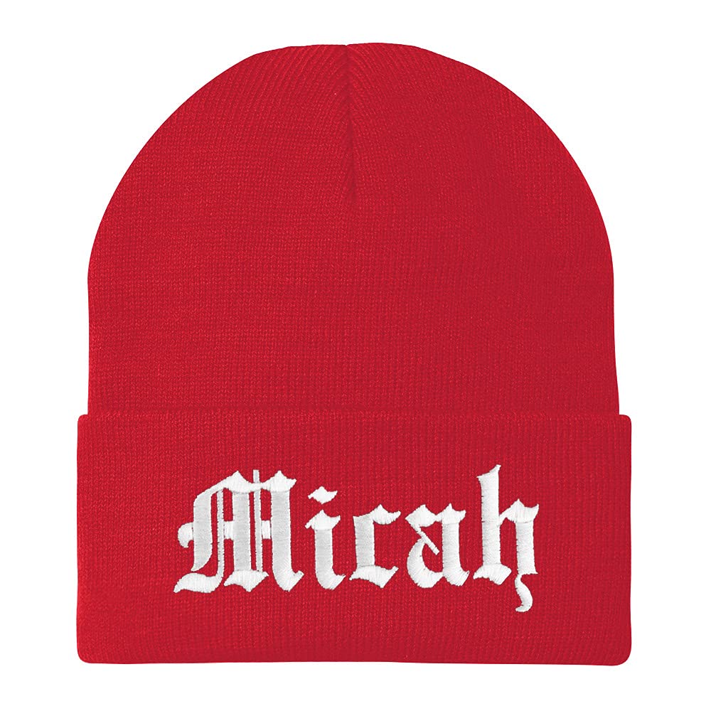 Trendy Apparel Shop Micah Old English Embroidered Long Cuff Beanie