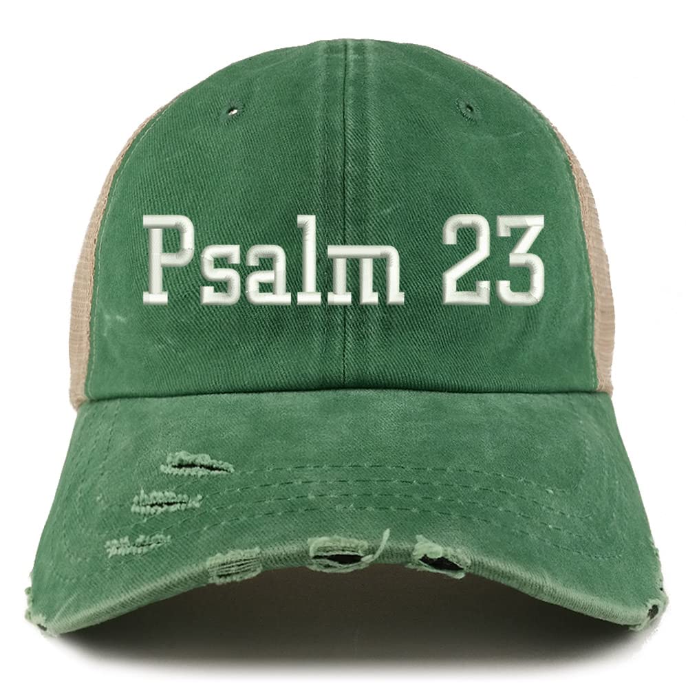 Trendy Apparel Shop Psalm 23 Frayed Bill Trucker Mesh Back Cap