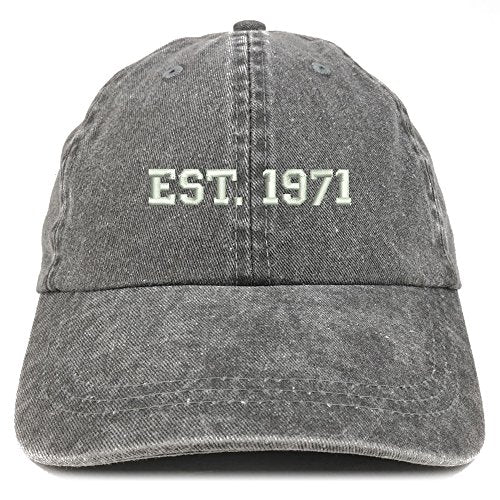 Trendy Apparel Shop EST 1971 Embroidered - 53rd Birthday Gift Pigment Dyed Washed Cap