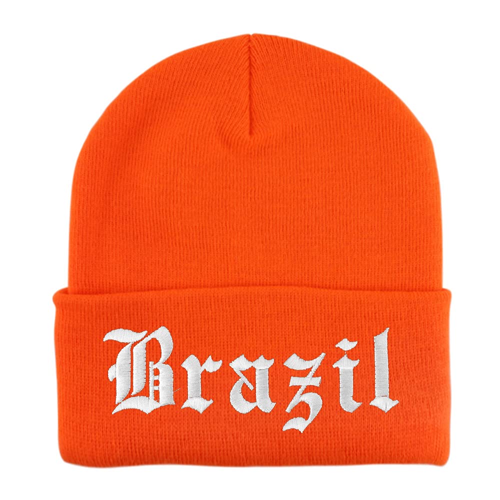 Trendy Apparel Shop Brazil Old English Embroidered Long Cuff Beanie