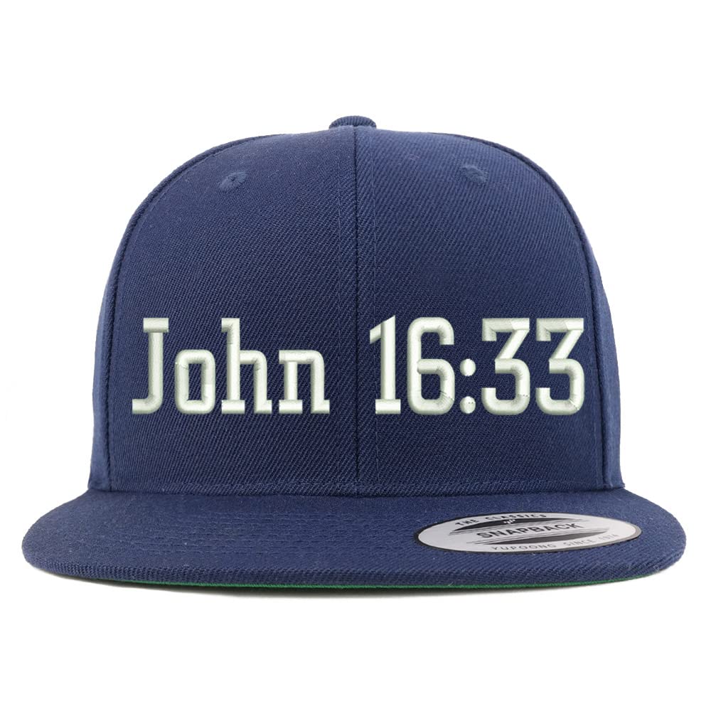 Trendy Apparel Shop John 16:33 Embroidered Flatbill Snapback