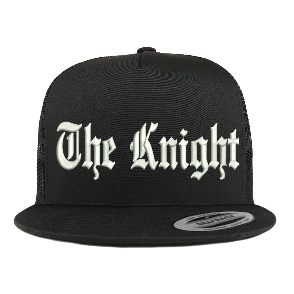 Trendy Apparel Shop The Knight Old English Embroidered 5 Panel Flatbill Trucker Cap
