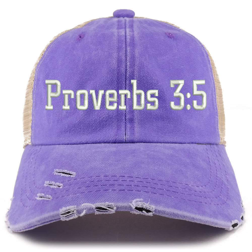 Trendy Apparel Shop Proverbs 3:5 Frayed Bill Trucker Mesh Back Cap