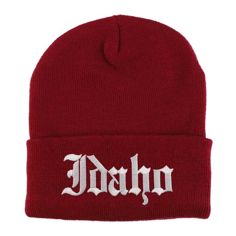 Trendy Apparel Shop Idaho State Old English Embroidered Long Cuff Beanie
