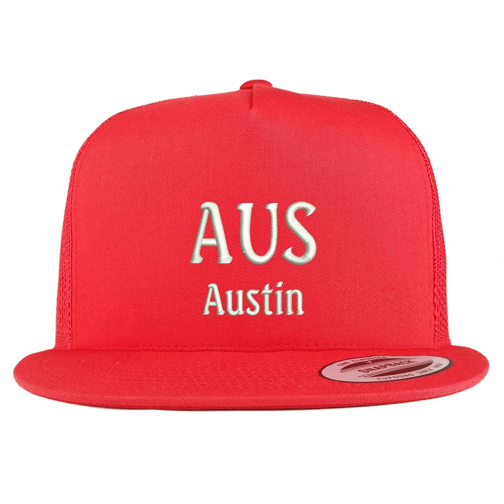 Trendy Apparel Shop AUS Austin Embroidered 5 Panel Flatbill Trucker Cap