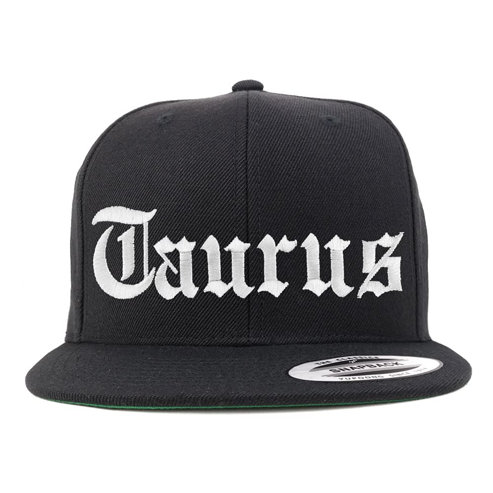 Trendy Apparel Shop Taurus Old English Embroidered Flatbill Snapback