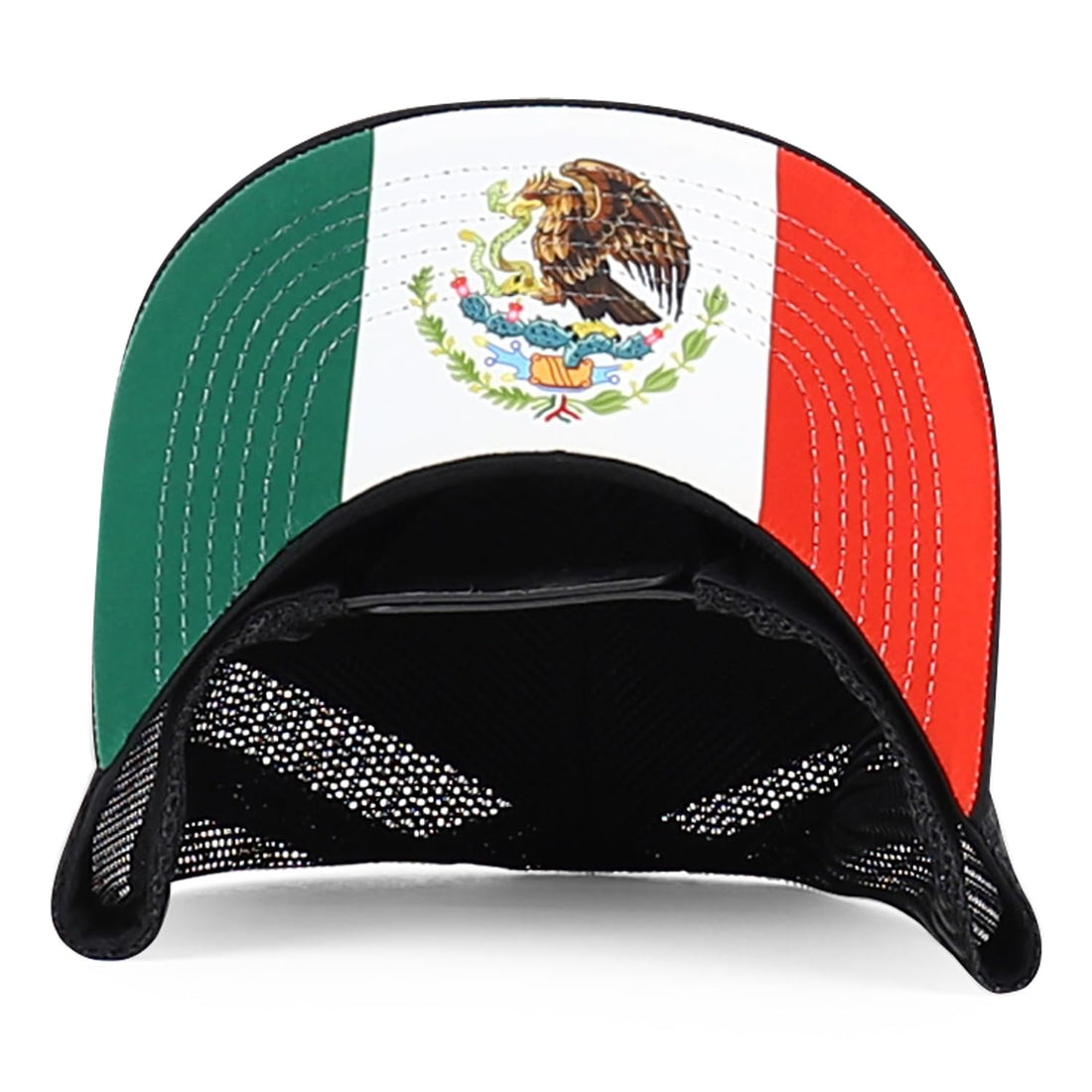 Trendy Apparel Shop 5 Panel Structured Trucker Cap with Mexico Flag Design Undervisor