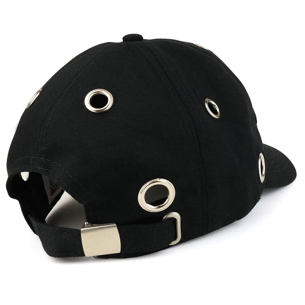Trendy Apparel Shop Grommet Holed Unstructured Low Profile Adjustable Baseball Cap