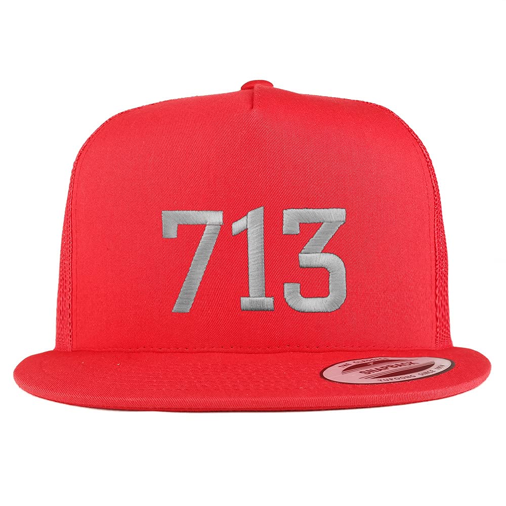 Trendy Apparel Shop Houston 713 Old English 5 Panel Flatbill Trucker Cap