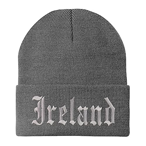 Trendy Apparel Shop Ireland Old English Embroidered Long Cuff Beanie
