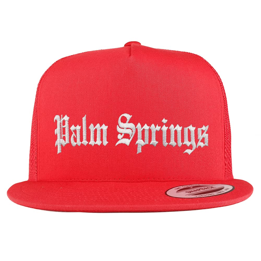 Trendy Apparel Shop Palm Springs Old English 5 Panel Flatbill Trucker Cap