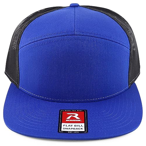 Trendy Apparel Shop Structured High Profile 7 Panel Flat Bill Mesh Back Snapback Cap