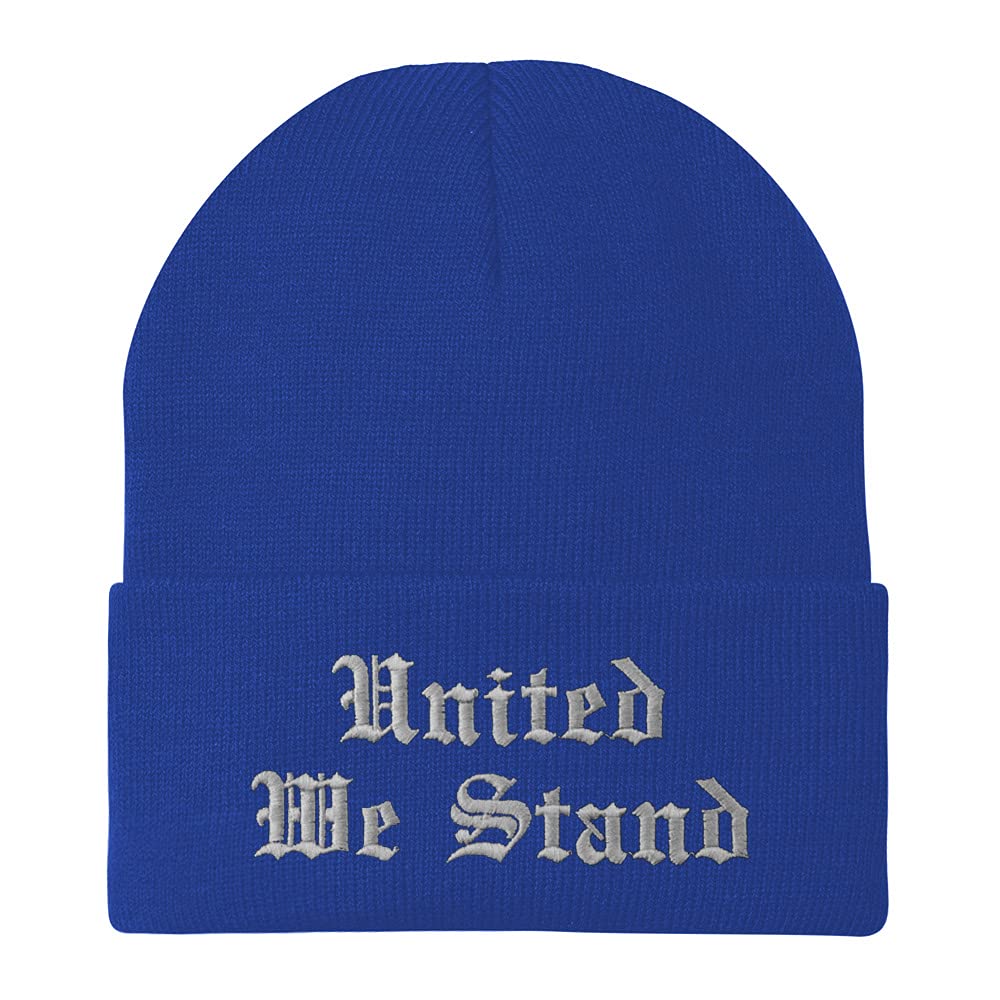 Trendy Apparel Shop United We Stand Old English Embroidered Long Cuff Beanie