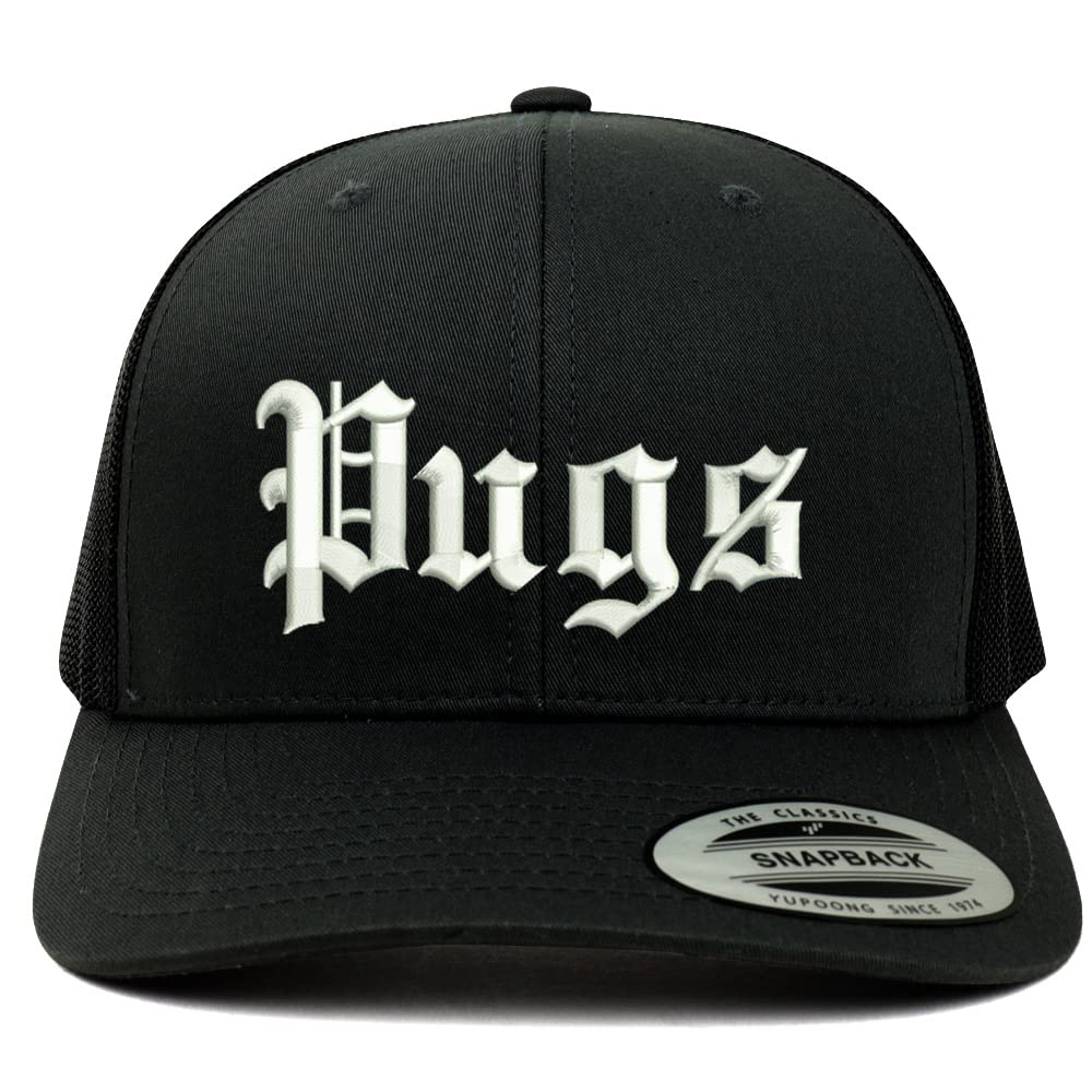 Trendy Apparel Shop Old English Pugs 6 Panel Trucker Mesh Cap
