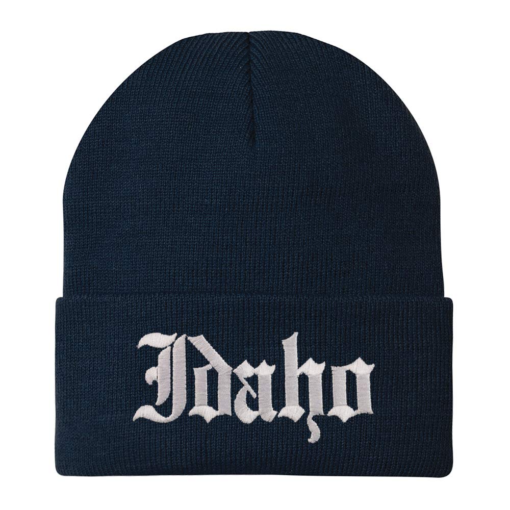 Trendy Apparel Shop Idaho State Old English Embroidered Long Cuff Beanie
