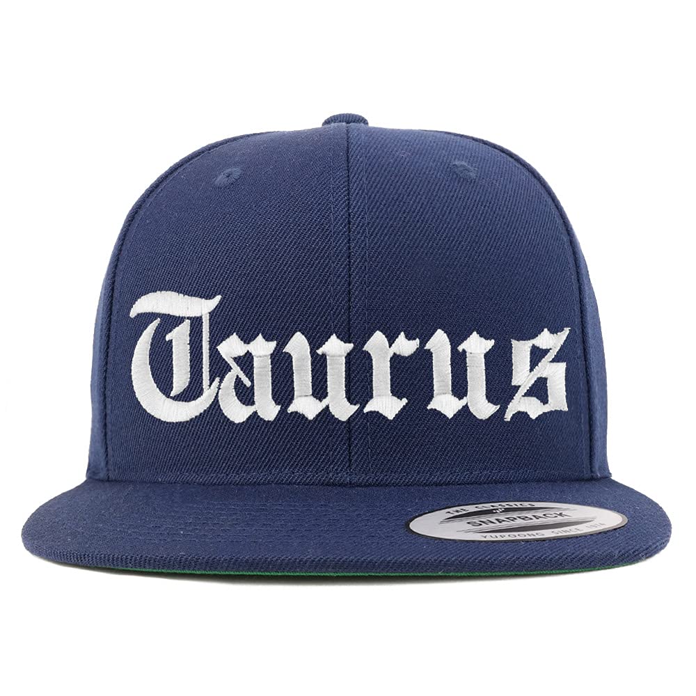 Trendy Apparel Shop Taurus Old English Embroidered Flatbill Snapback