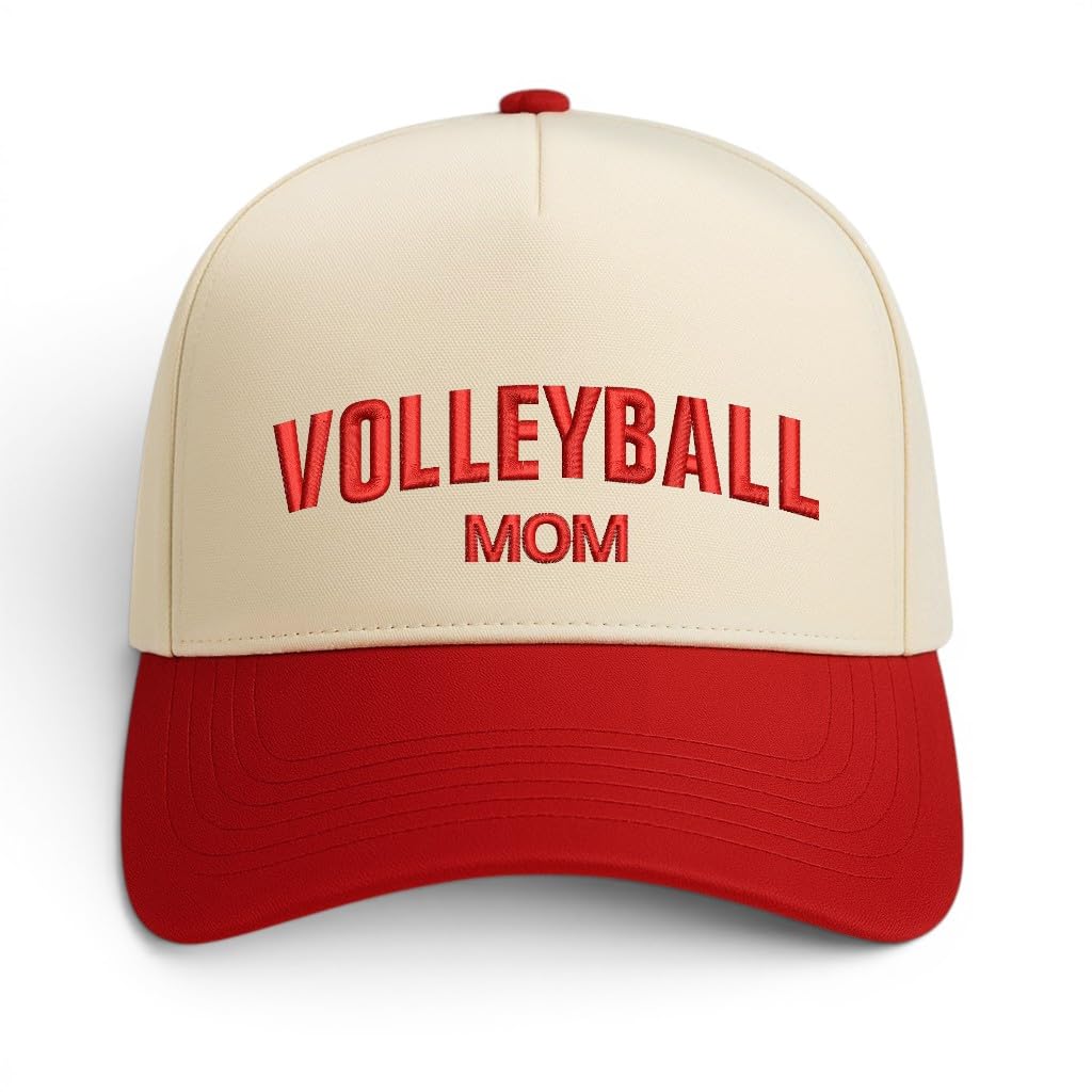 Trendy Apparel Shop Volleyball Mom and Dad Embroidered 5 Panel Two Tone Vintage Ball Cap