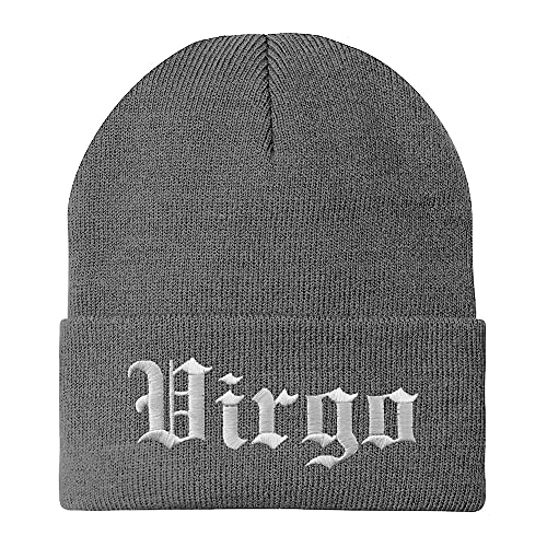 Trendy Apparel Shop Virgo Old English Embroidered Long Cuff Beanie